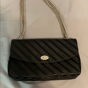Balenciaga Chain Flap Logo Jaquard Lock Crossbody